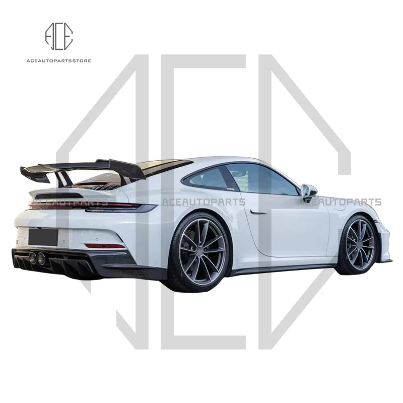 GT3 Style Carbon Fiber and Fiberglass Front Bumper Rear Spoiler Engine Hood Body Kit For Porsche 911 992 2019-2023