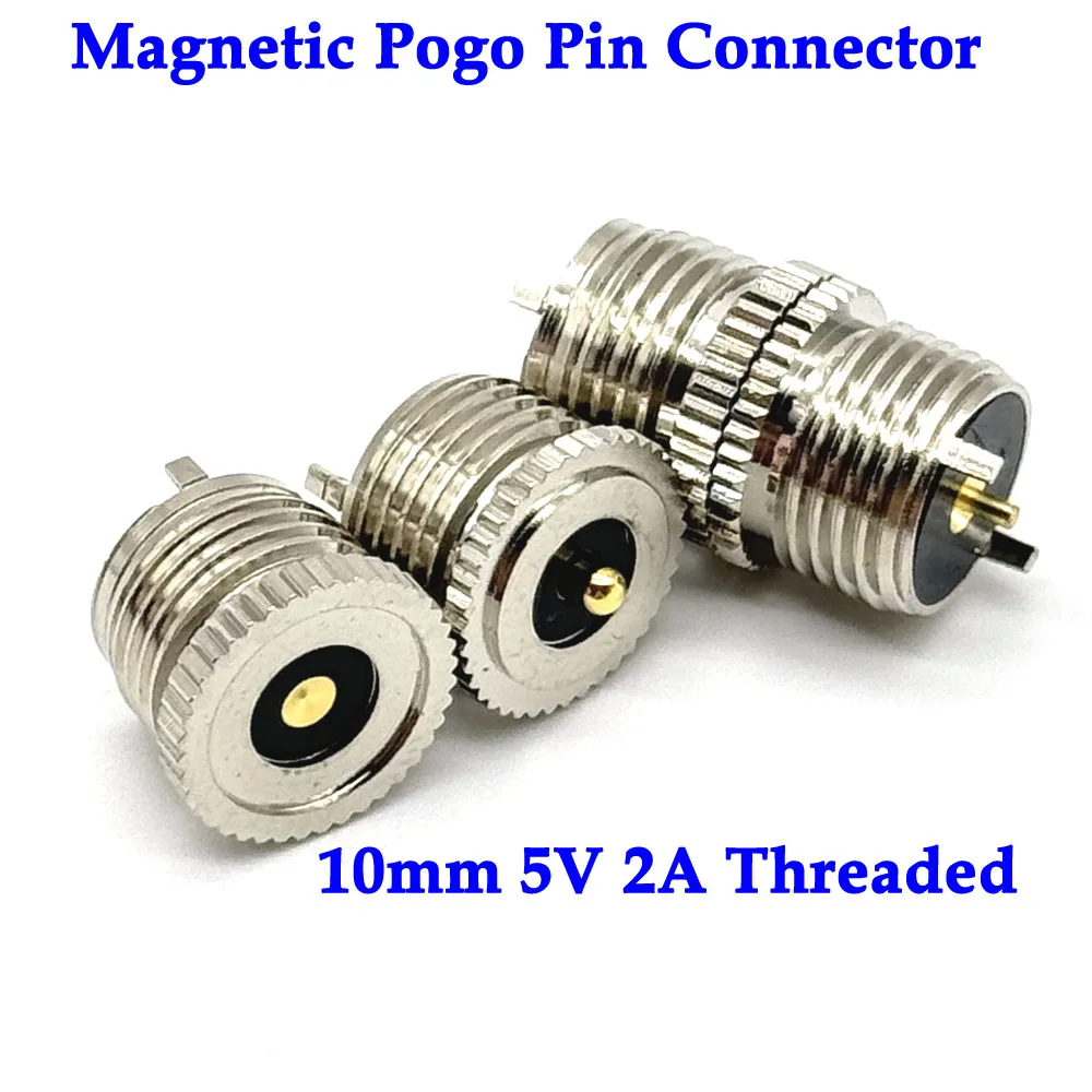 

2Pin Waterproof Magnetic Pogo Pin Connector 10mm Threaded 2A 5V Pitch Male Female Spring Loaded DC Power Socket