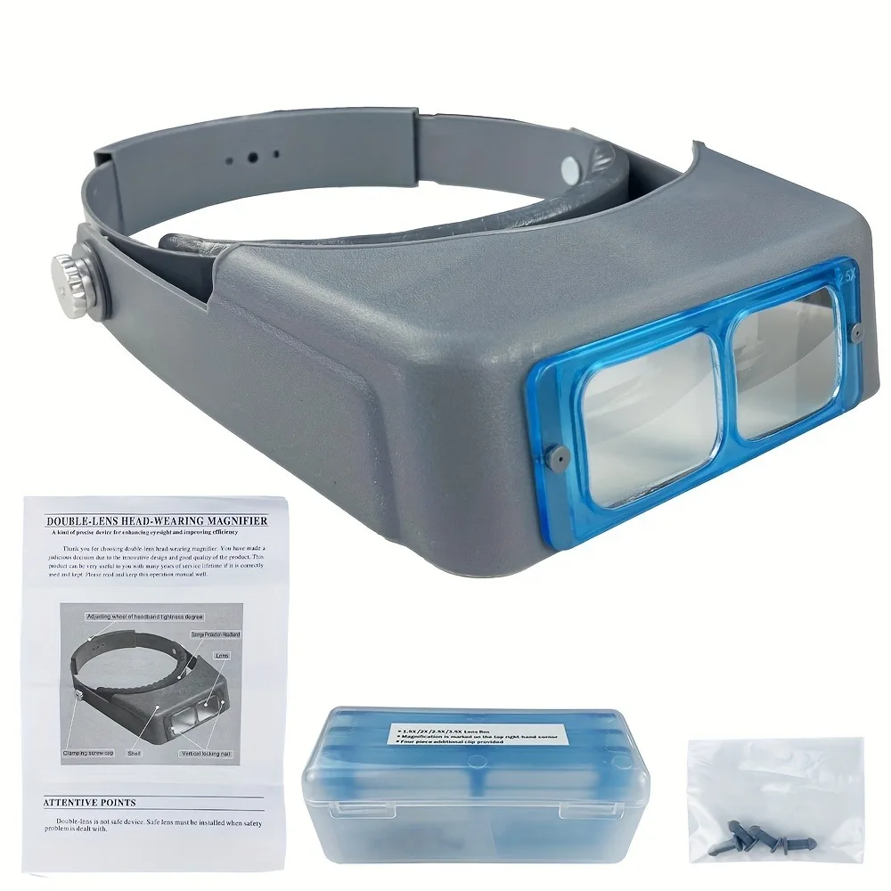Professional Double Lens Headband Optical Magnifier Adjustable Head-Mounted Magnifying Glasses for Jewelry Repair Close Work