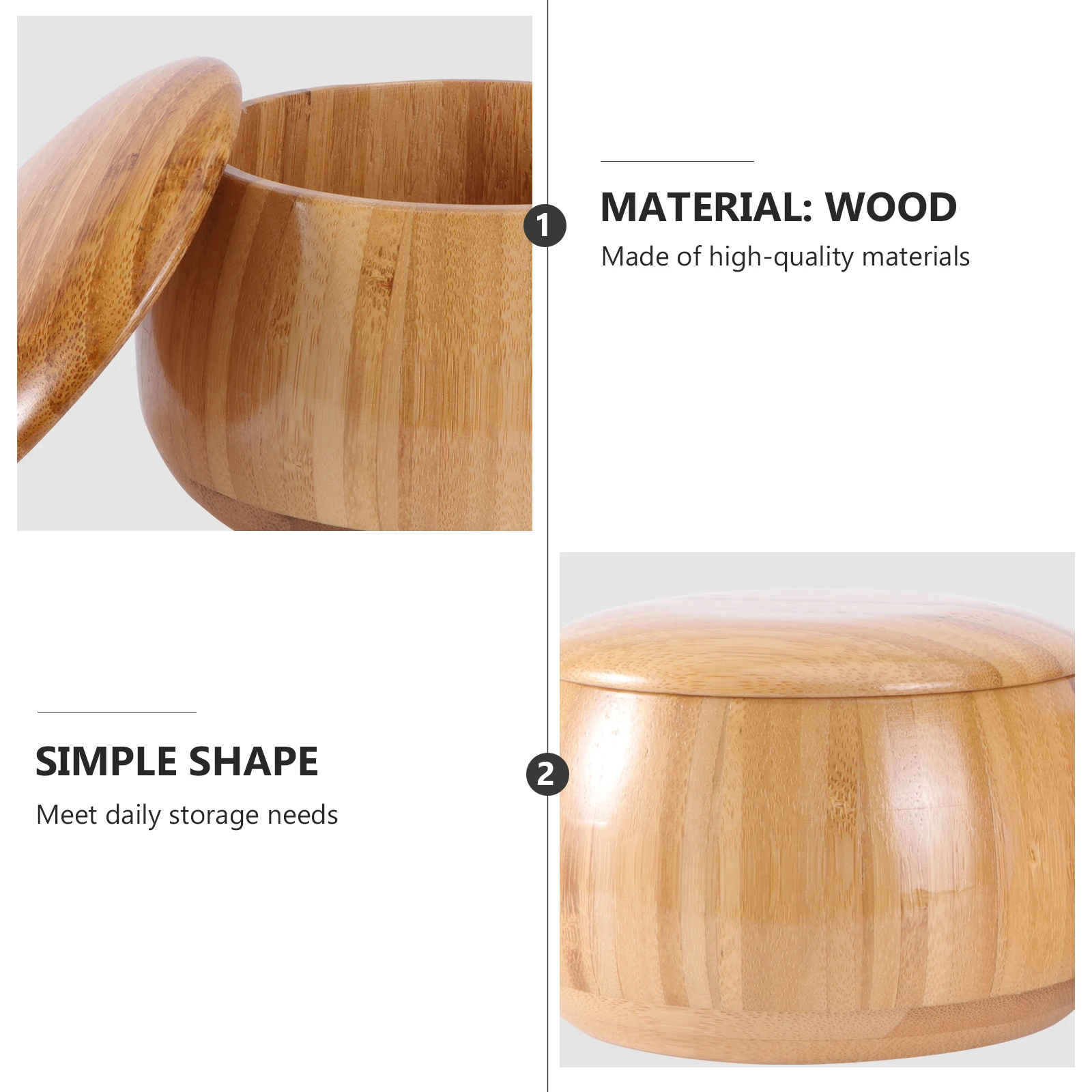 2pcs Wooden Go Chess Pieces Pot Storage Container Natural Handmade Eco Friendly Large Capacity Jewelry Display Tool