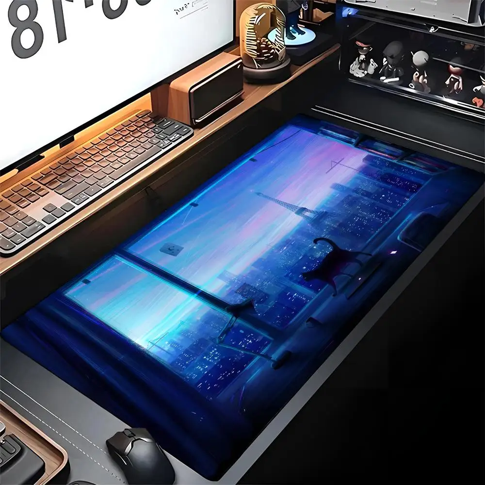 Black Cat Mouse Pad diy printing Gaming Locking Edge Big Computer Gamer Large Rubber Art Mousepad Laptop Desk Mat