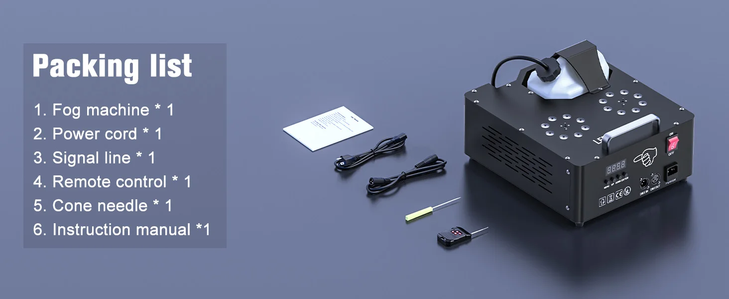 U'King 2000W Doppelrohr-Nebelmaschine, DMX512 8+8 RGB 3IN1 LED Rauchmaschine, Bühnen-Farbsprühgerät, Hochzeits- und Bankett-Farbnebelmaschine – Detail 13