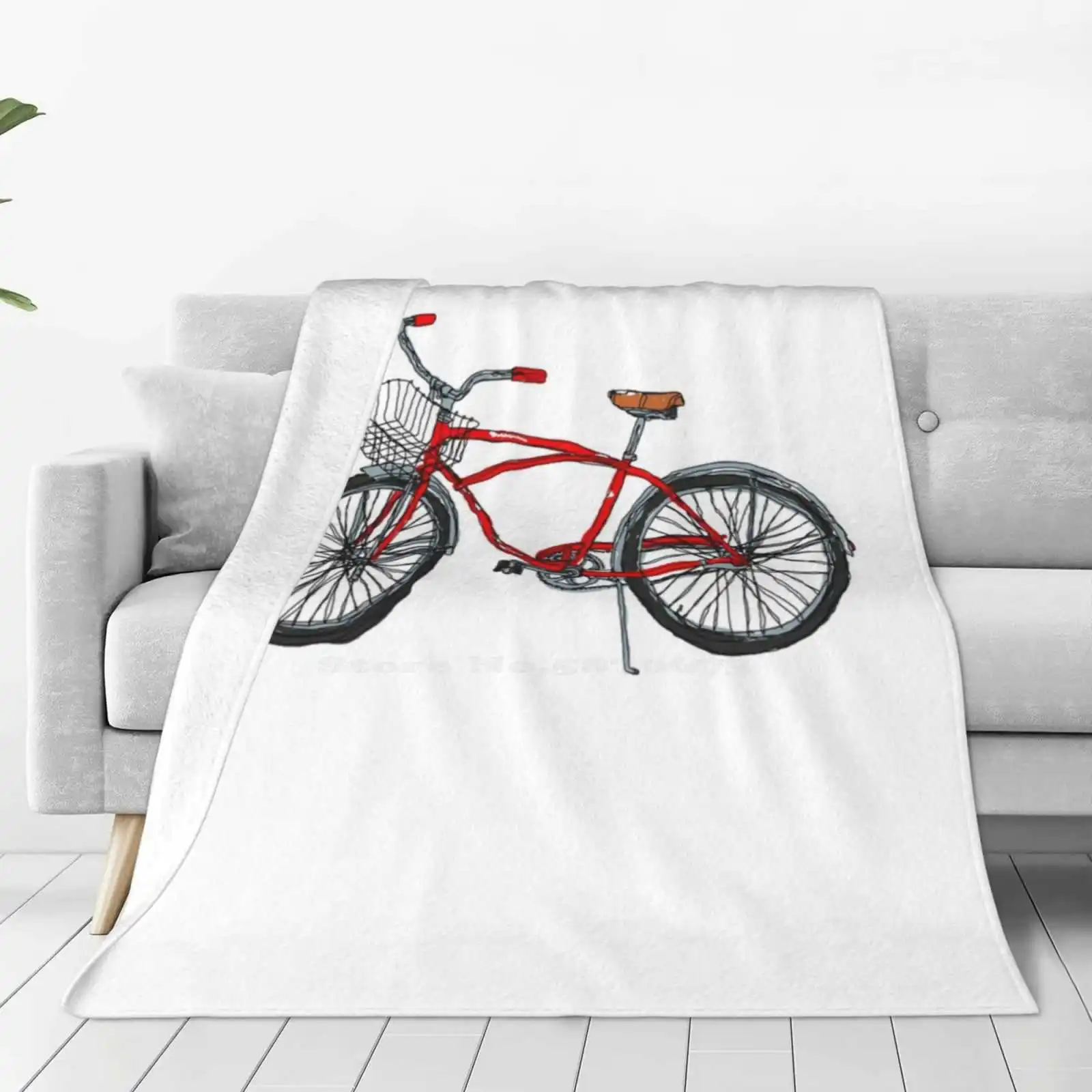 Vintage Pedal Power New Arrival Fashion Leisure Warm Flannel Blanket Bicycle Bike Commute Pedal Two Wheels One Less Car