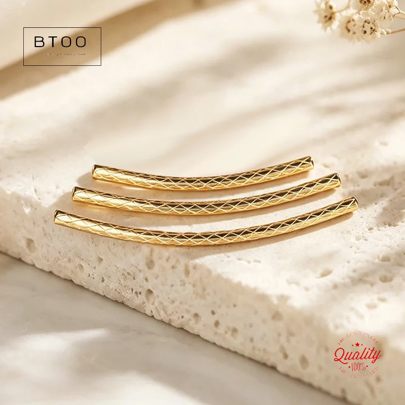 

14K Gold Filled Curve Tube Bead, Noodle Tube, Bracelet Bead, Necklace Bead, Gold Filled Textured Tube Beads, 25mm 30mm 34mm