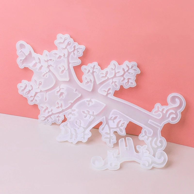 DIY Epoxy Resin Tree Jewelry Display Stand Soft Silicone Craft Casting Mold Earring Hanger Rack Decorative
