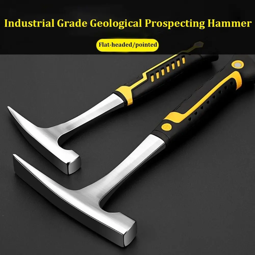 

Геологический молоток из высокоуглеродистой стали с матовой отделкой, нескользящей резиновой рукояткой, для разработки горных пород, тяжелый, для геологоразведки