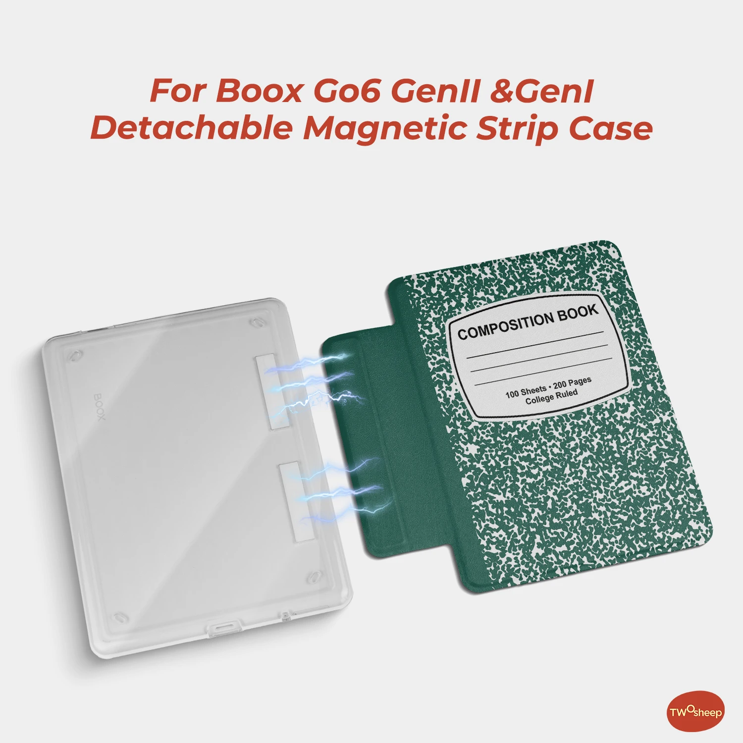 Twosheep Composition Book Case Suit For Boox Go6 Gen2 Gen II Boox Go6 Gen1 Poke7 Poke6 Poke5 Detachable Magnetic Smart Slim Foli