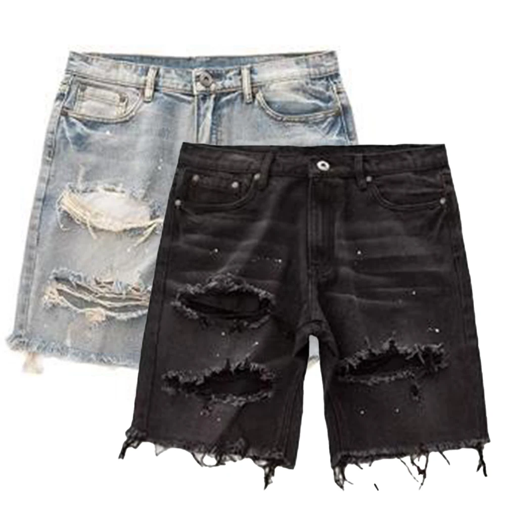 Männer Sommer Distressed Shorts Mode Schlank Zerrissene Kurze Jeans Vintage Streetwear Männliche Kurze Hosen 2025