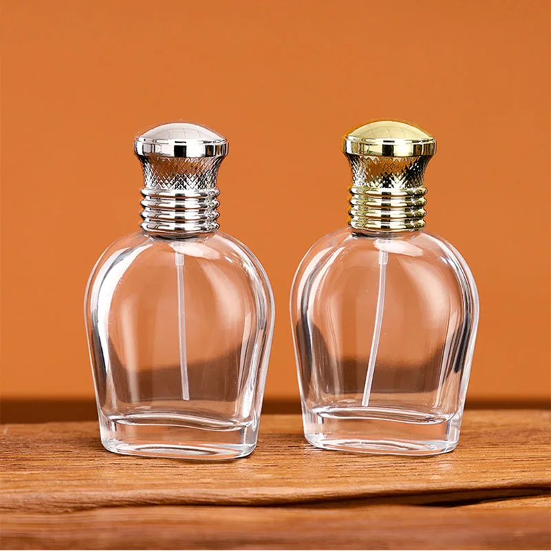 1pc 50ml Empty Leak‑proof Transparent Perfume Bottle Refillable Glass Liquid Fine Mist Spray Bottle Cosmetic Atomizer