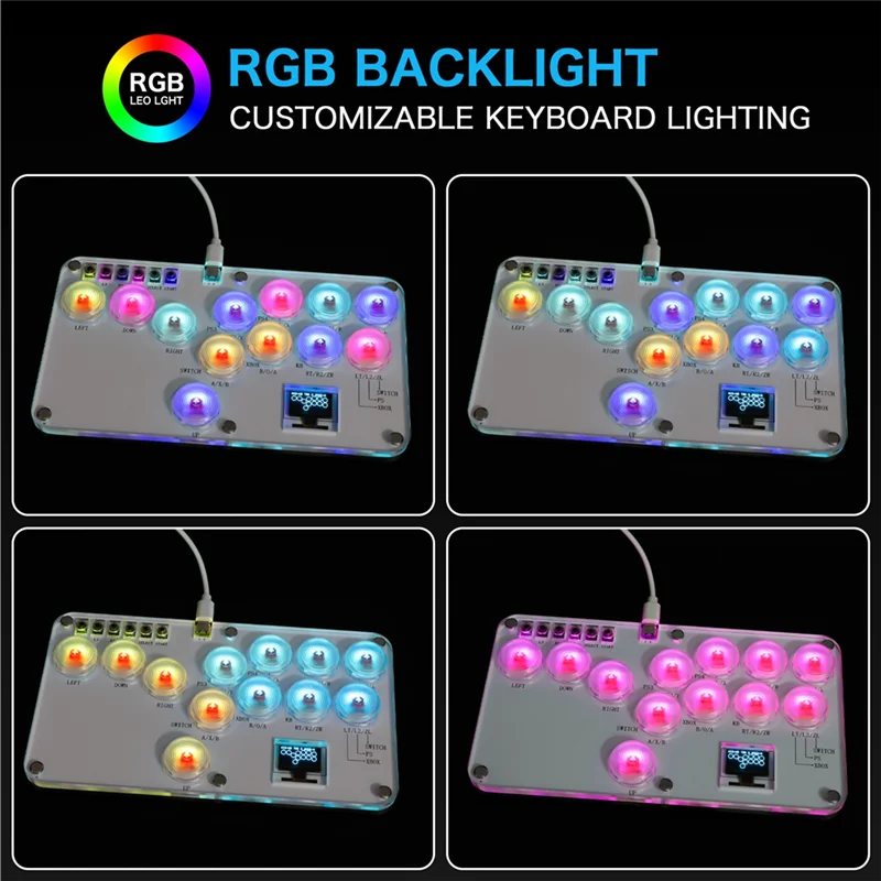 

AED5-Hitbox Fighting Stick Controller Красочный RGB Light Fighting Game Аркадная игровая клавиатура для ПК PS3 PS4 Switch