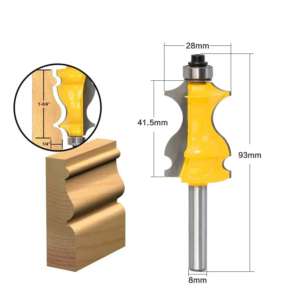 1PC 8MM Shank Milling Cutter Wood Carving Architectural Cemented Carbide Molding Router Bit Trimming Milling Cutter Woodworking