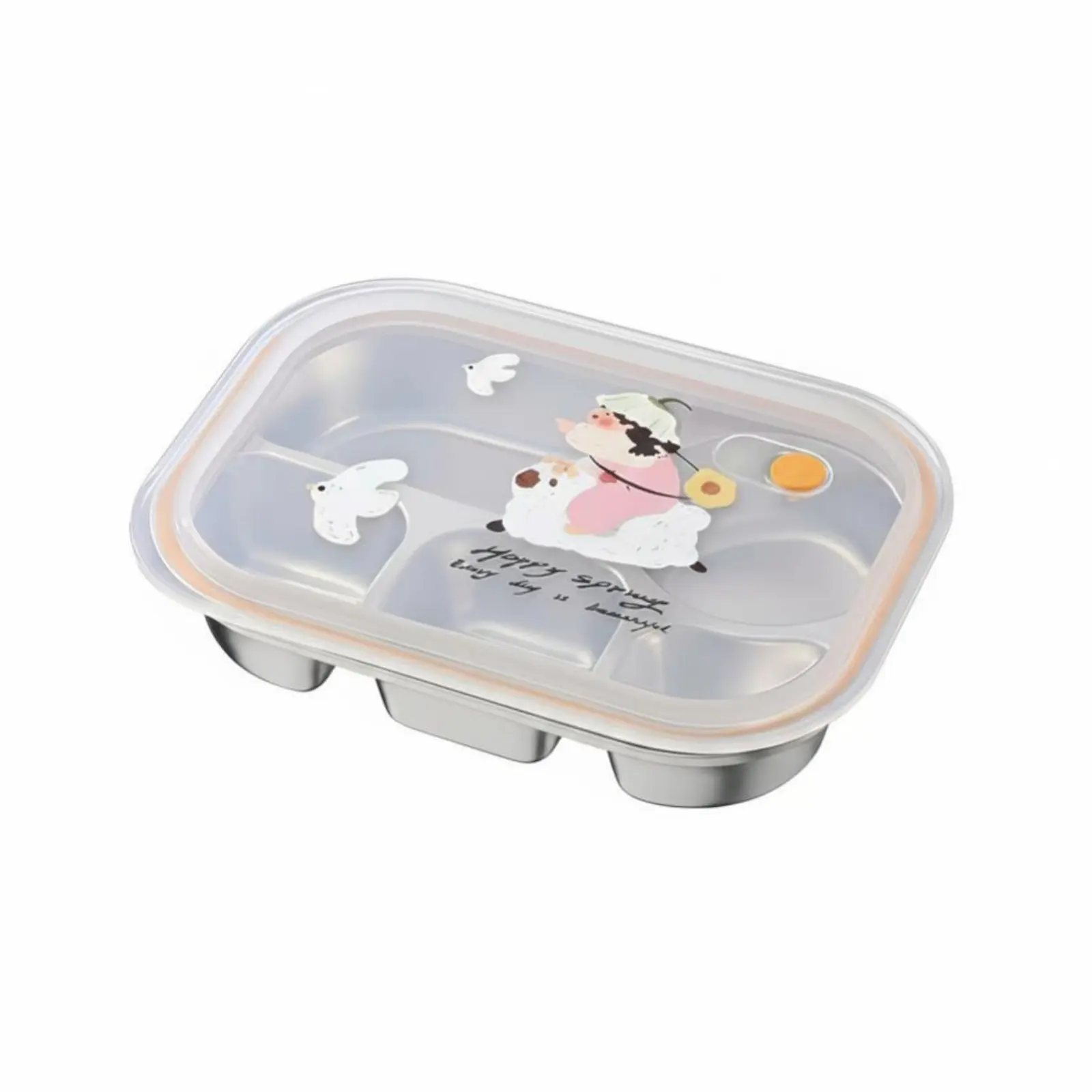 316 Stainless Steel Insulated Bento Lunch Box, Multi-Compartment, Cartoon Design, Large Capacity, For Students view 5