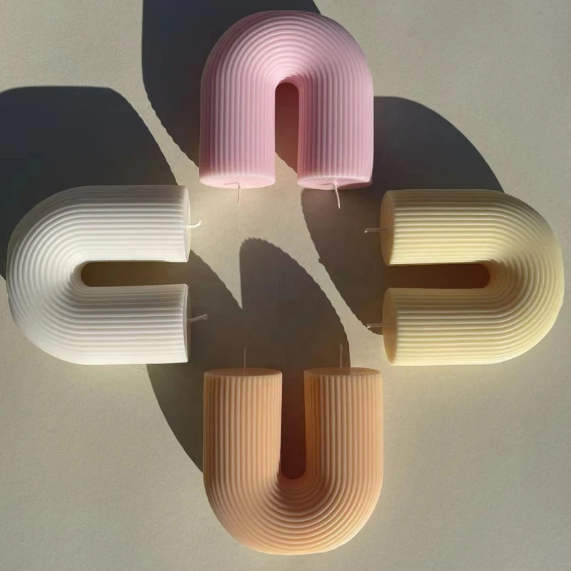 Nuove candele profumate a forma di U per la decorazione domestica Candela geometrica a ponte arcobaleno Decorazioni per la stanza Candele aromatiche Velas decorative per la stanza