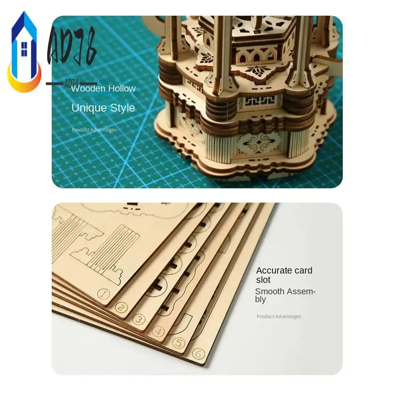 

AD78-3D Wooden Puzzles For Adults Vintage Lantern Model Kits With Light, 3D Wooden Lantern Model Kits To Build For Home