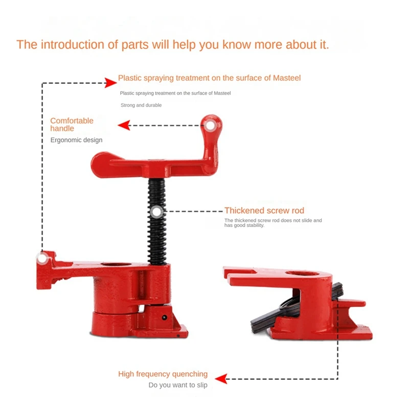 Woodworking Pipe Clamp Heavy-Duty Quick-Release Pipe Clamp Manual Pipe Clamp Hardware Tools Durable Easy Install Easy To Use