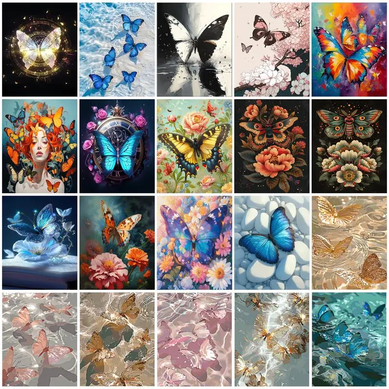 

RUOPOTY-Painting By Numbers,Butterfly,Drawing By Numbers,Handiwork,Arts Crafts,With Frame,Diy Set,On Canvas,Paint Kit,Home Decor