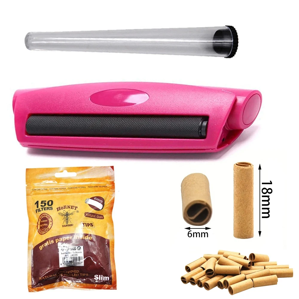 110mm Portable Manual Cigarette Roller Cone Rolling Machine with Tobacco Storage Tube And 6mm Rolling Tips for Herb And Tobacco