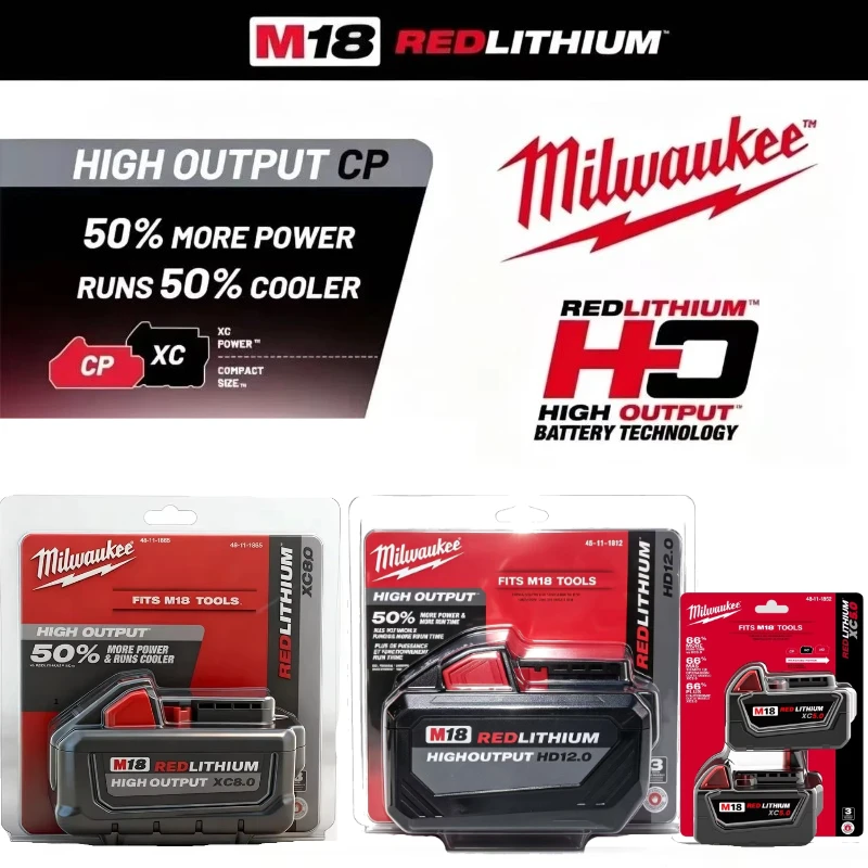 New Milwaukee M18 5.0Ah 6.0Ah Rechargeable Lithium-ion Battery 18650 Cell for Milwaukee M18 Cordless Power Tools,Premium package