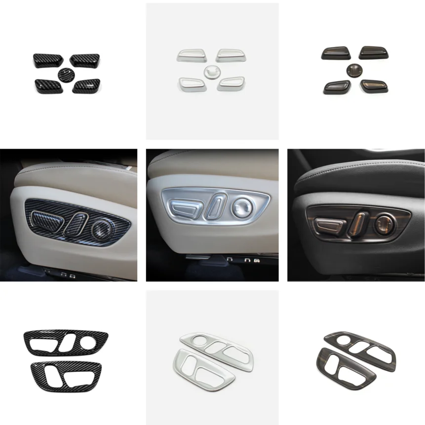

For Toyota Highlander XU70 Kluger 2020 2021 2022 Car Styling Accessories ABS Carbon Car Seat Adjustment Switch Knob Trim Covers
