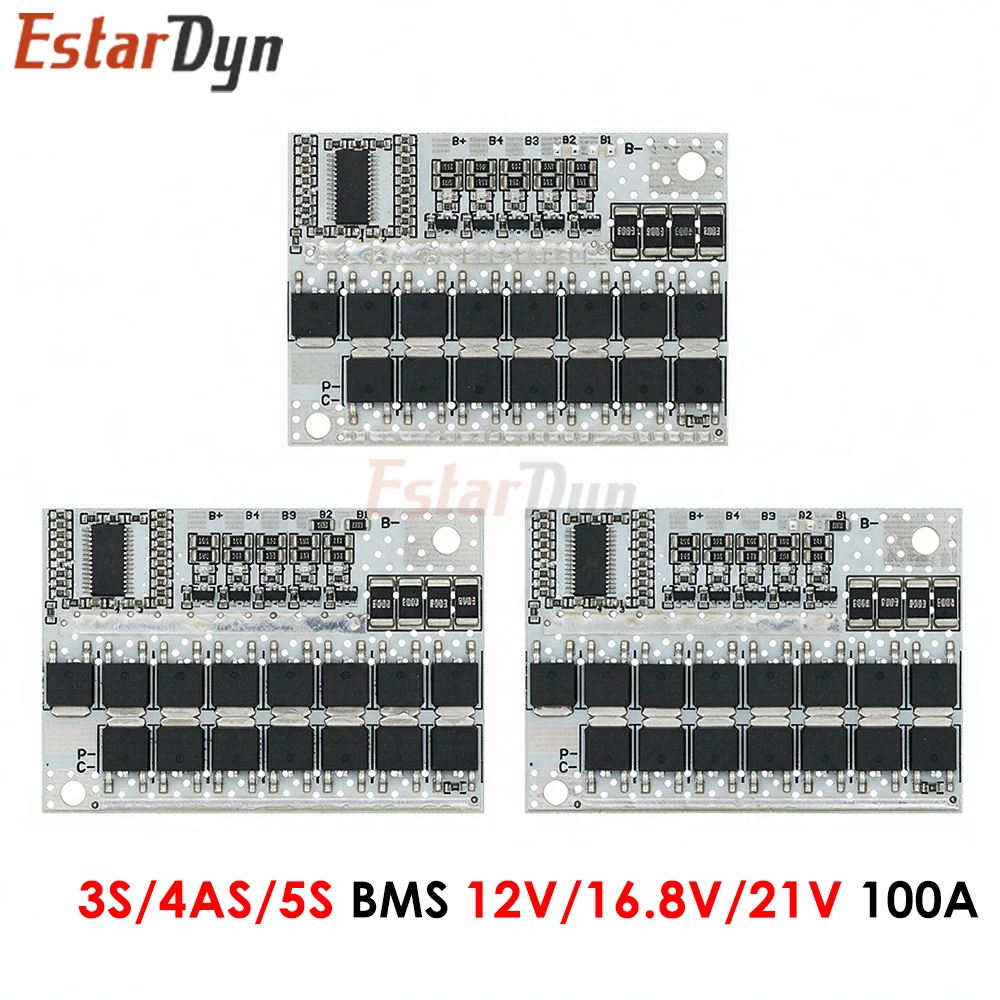 Estardyn 3/4/5 Series 12/16.8/21V 3S Charging Board Balancing Module White 12V 100A Lithium Battery Protection Board