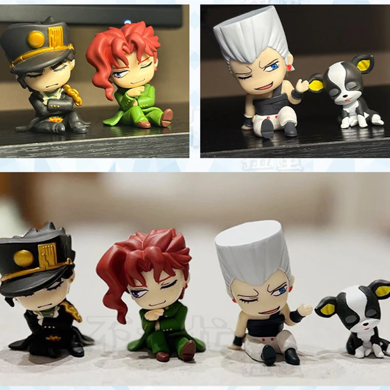 

Cartoon 4pcs Jojos Bizarre Adventure Sitting Jojos Series In-Vehicle Ornament Anime Fans Q-Version Toy Collectble Periphery Gift