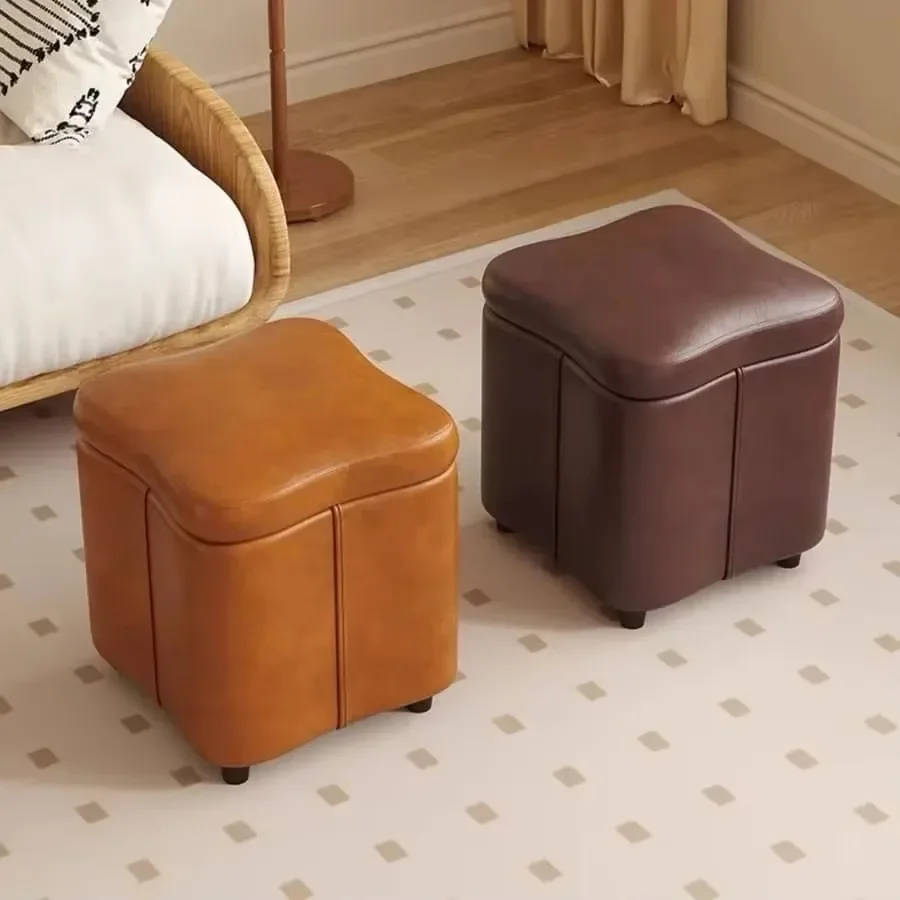 Dressing Stools Armless Leatherwear Entryway Chairs Carrying Storage Stools Makeup Room Footrest Vanity Stool for Living Room