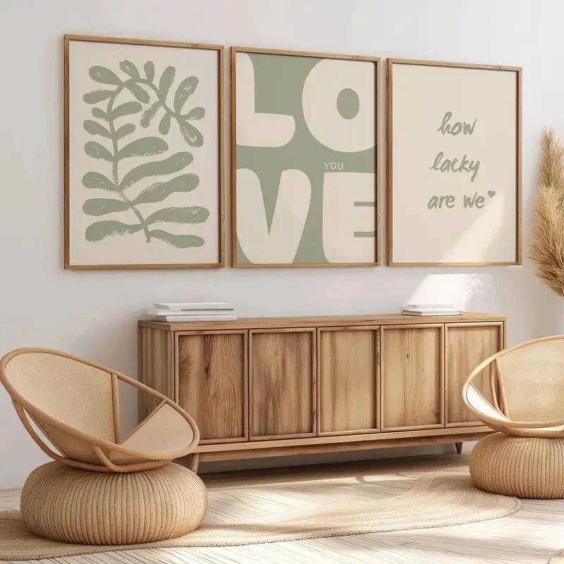 3 unids/set de arte minimalista, planta verde Salvia, impresión de carteles de estilo bohemio, pinturas en lienzo para pared, decoración moderna para el hogar, salas de estar