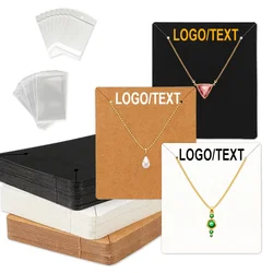 100PCS 9x10cm Hot Stamp Logo Printing Custom Shiny Brand Necklace Cardboard White Black Craft Paper Card DIY Jewelry Packages