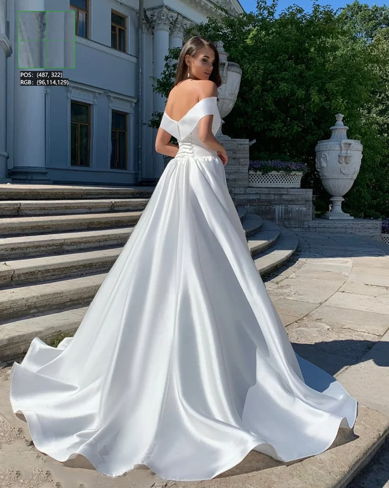 Customize To Measures Beach Satin Wedding Dresses Off The Shoulder Court Trail Boho Bridal Gown Corset Prince Classy Bride Simle