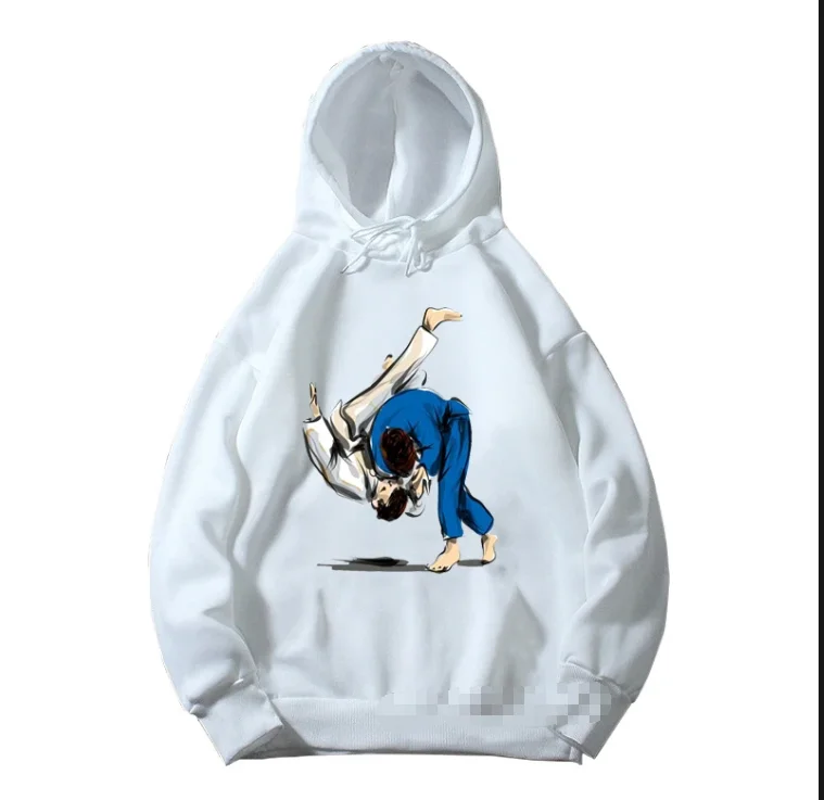 Nieuwe Winter Hoodies Jongens Meisjes Knappe Judo Schouder Gooi Ontwerp Leuke Print Wit Sweatshirt Kinderen Zachte Kleding Harajuku Tops