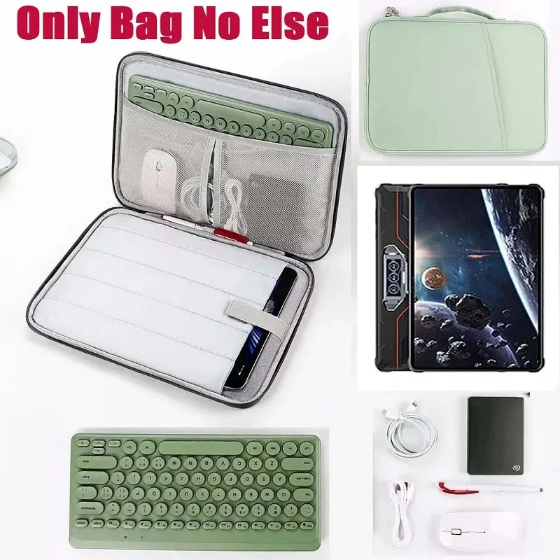 

Tablet Storage Bag for Oukitel RT8 Waterproof Sleeve Multi Pockets Handle Zip Pouch for Cable Mouse Keyboard Ear Phone Case