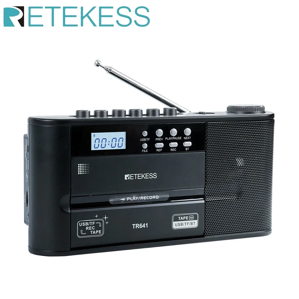 Retekess TR641 Radio AM FM Radio Portable Vintage Cassette Radio Transcription Function Dual power Supply Speaker Recording