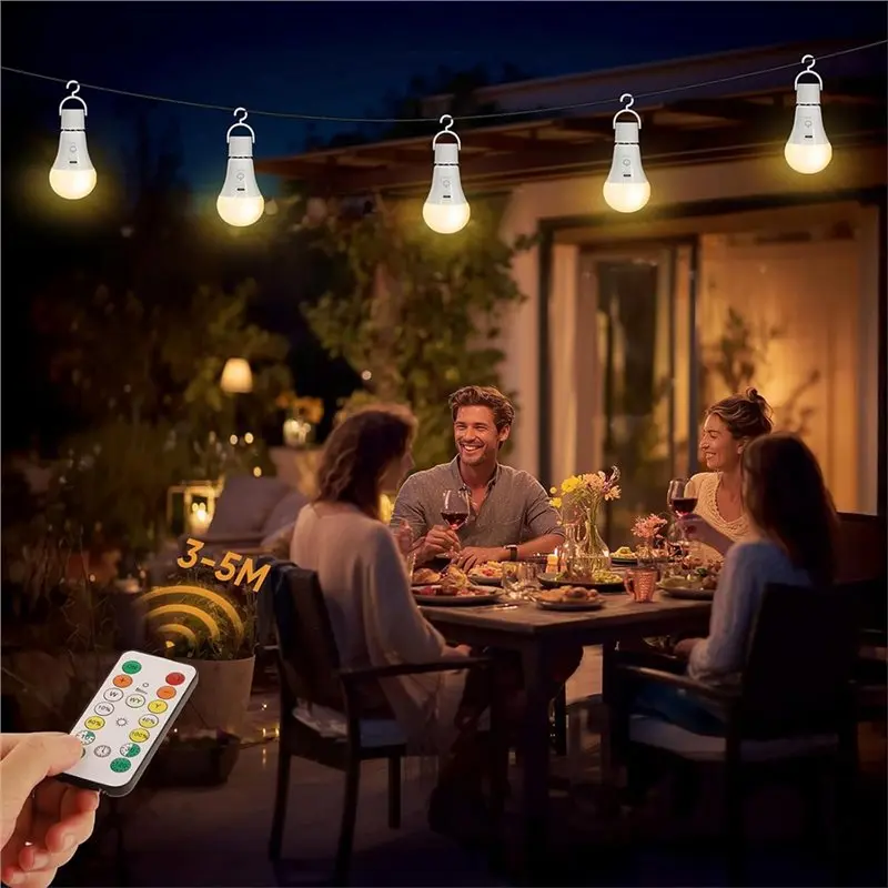 B17B E26 Base Rechargeable Emergency Light Bulbs(2Pcs), Dimmable, 3 Color Options, Remote Control, Timer Functionality