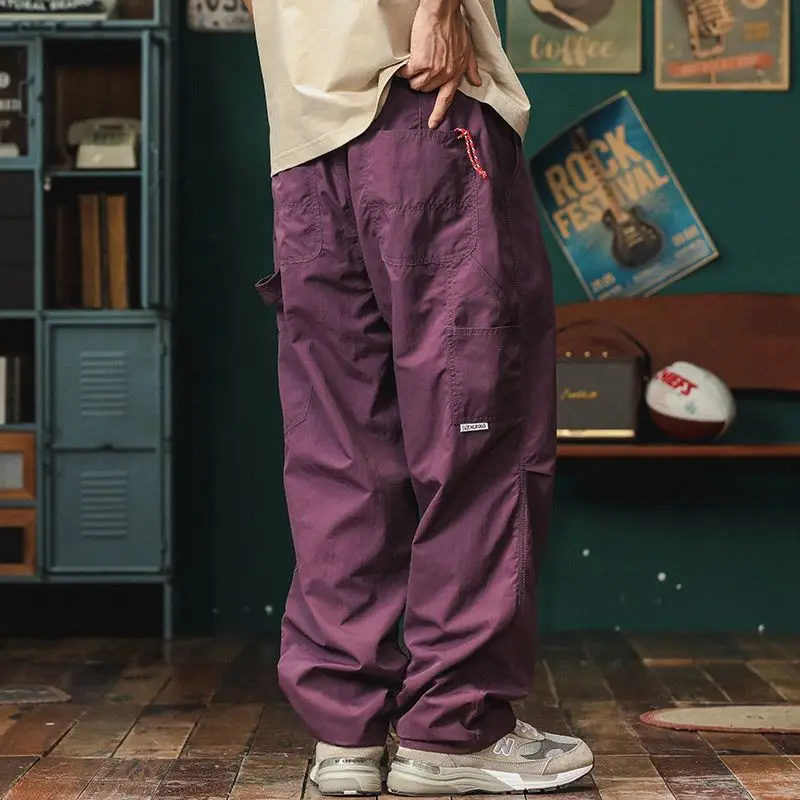 FJMan-Pantalon à Jambes Larges artificiel astique à Taille artificiel astique, Décontracté, avec Poches, Patchwork de Proximité, Y2K, Nouvelle Collection Printemps-Automne