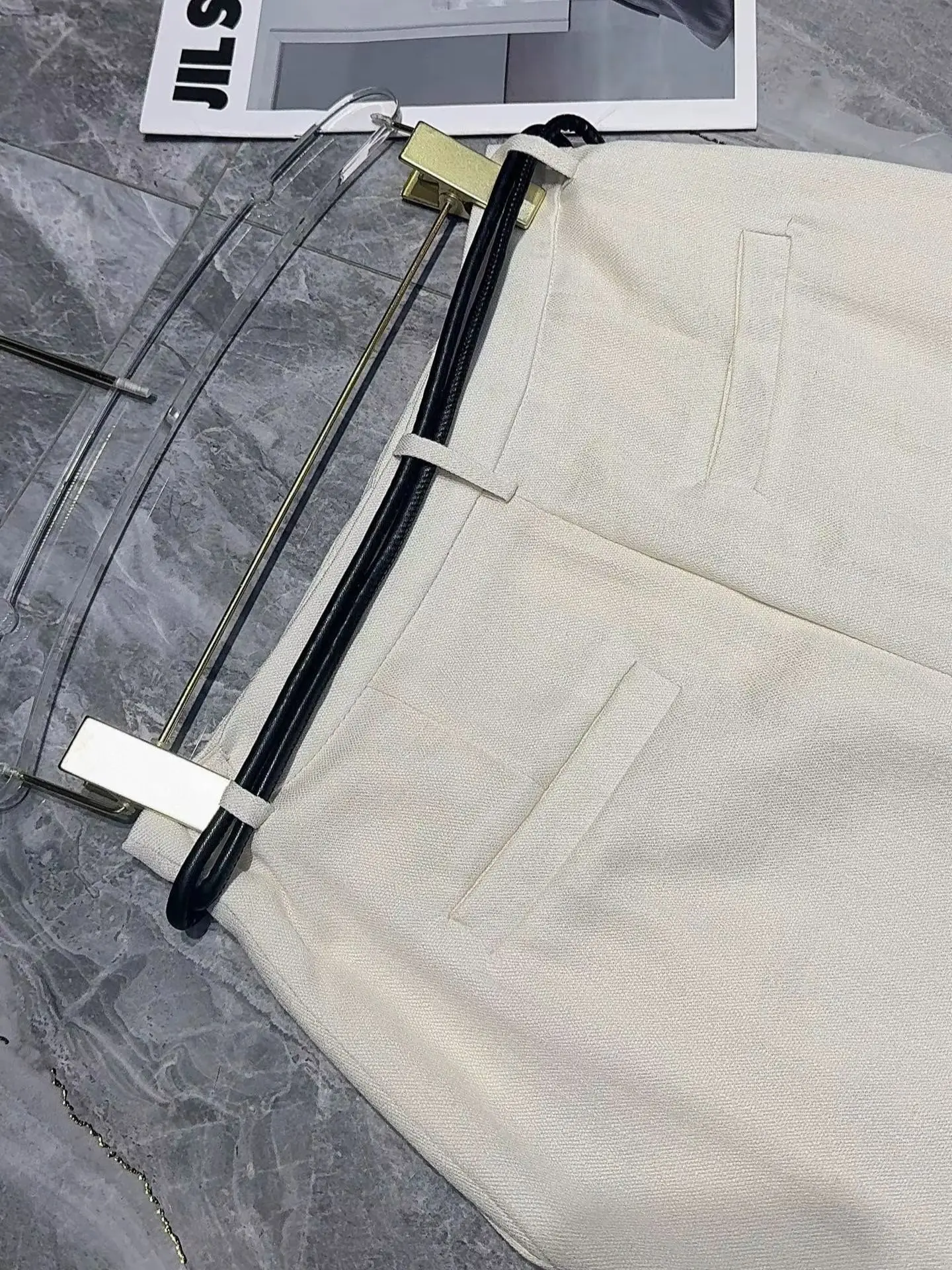 Gonna lunga casual estiva da donna in 100% lino con spacco laterale