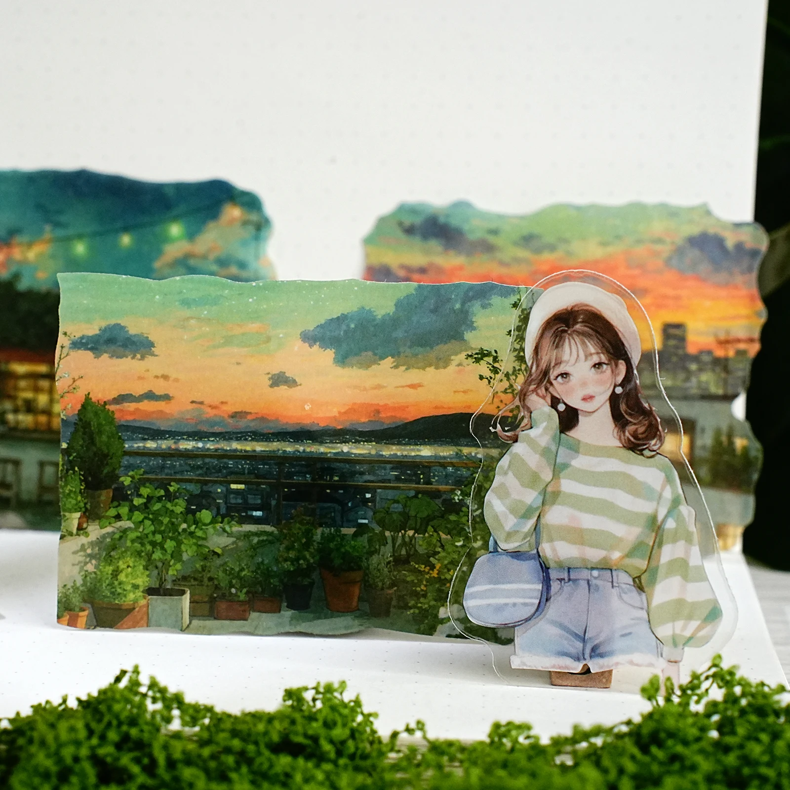 Etori Life 15 قطعة من ملصقات نمط حقل السهرة الدافئة للحنين إلى الماضي لتزيين أجهزة الكمبيوتر المحمولة وحافظات الهاتف وألبومات الصور وحقائب السفر وديكور المنزل والمجلات وسجلات القصاصات وملصقات الأطفال