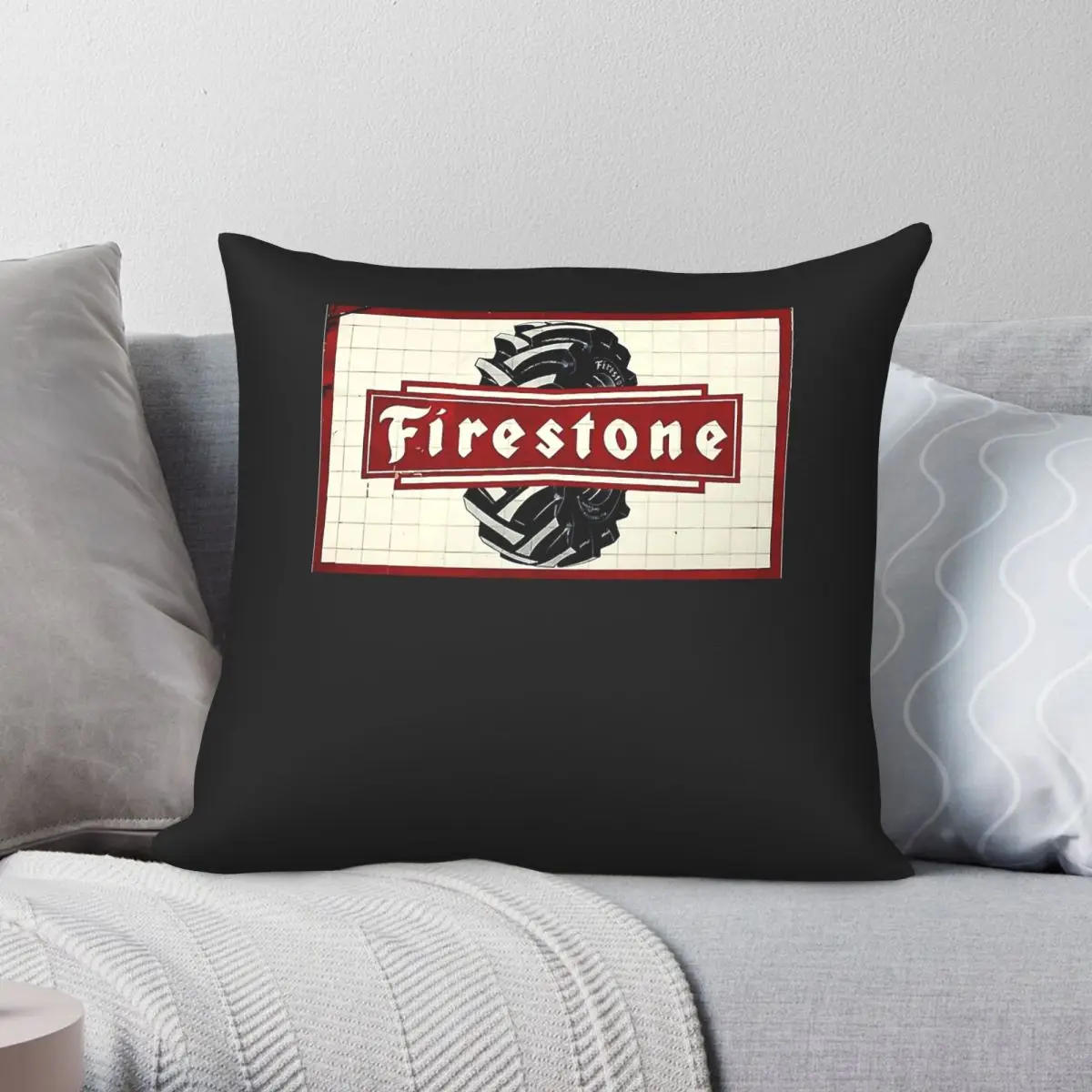 Firestone Tires Pillowcase Polyester Linen Velvet Printed Zip Decorative Throw Pillow Case Home Cushion Cover 45x45