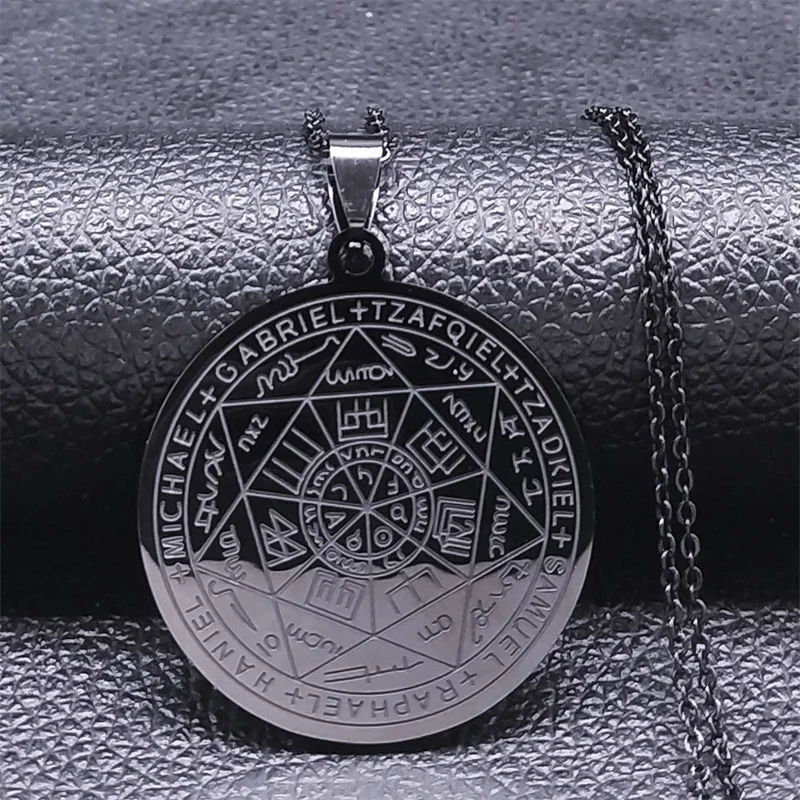Zeven Aartsengelen Amulet Rvs Kettingen Mannen Zegel van Solomon Talisman Ketting Bescherming Sieraden kraag hombre N1162S2