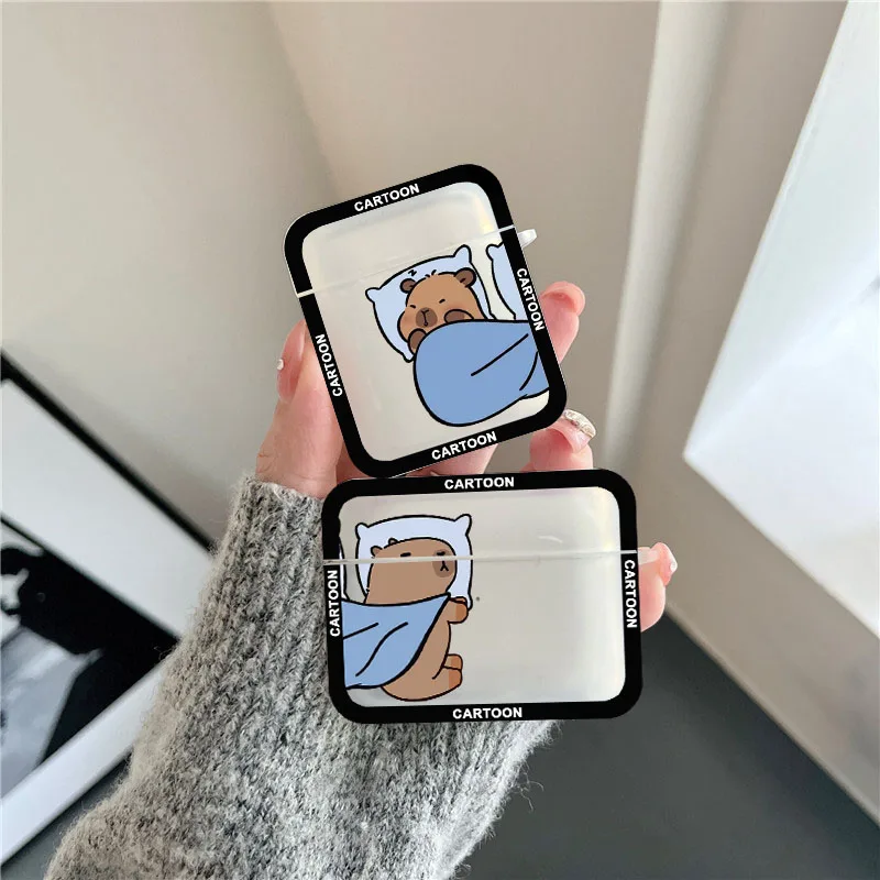 

Funny Cartoon Capybara Earphone Case for Airpods 4th 3rd 2 Pro Animal Soft Cover for Airpod 2 3 1 Protective Accessorie Shell