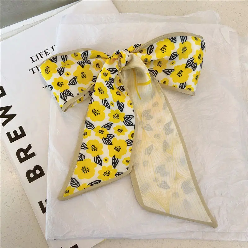 

Temperament Tied Headband Versatile Bow Headgear Streamer Tied Bag with Hand Gift Box Decorative Ribbon New Gift Box Silk Scarf
