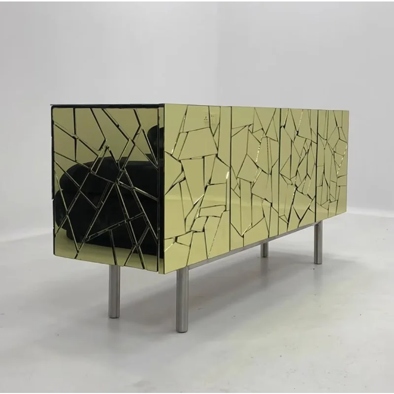 

Sir luxury stainless steel TV cabinet mirror splicing storage sideboard entrance cabinet household hotel furniture TV stand