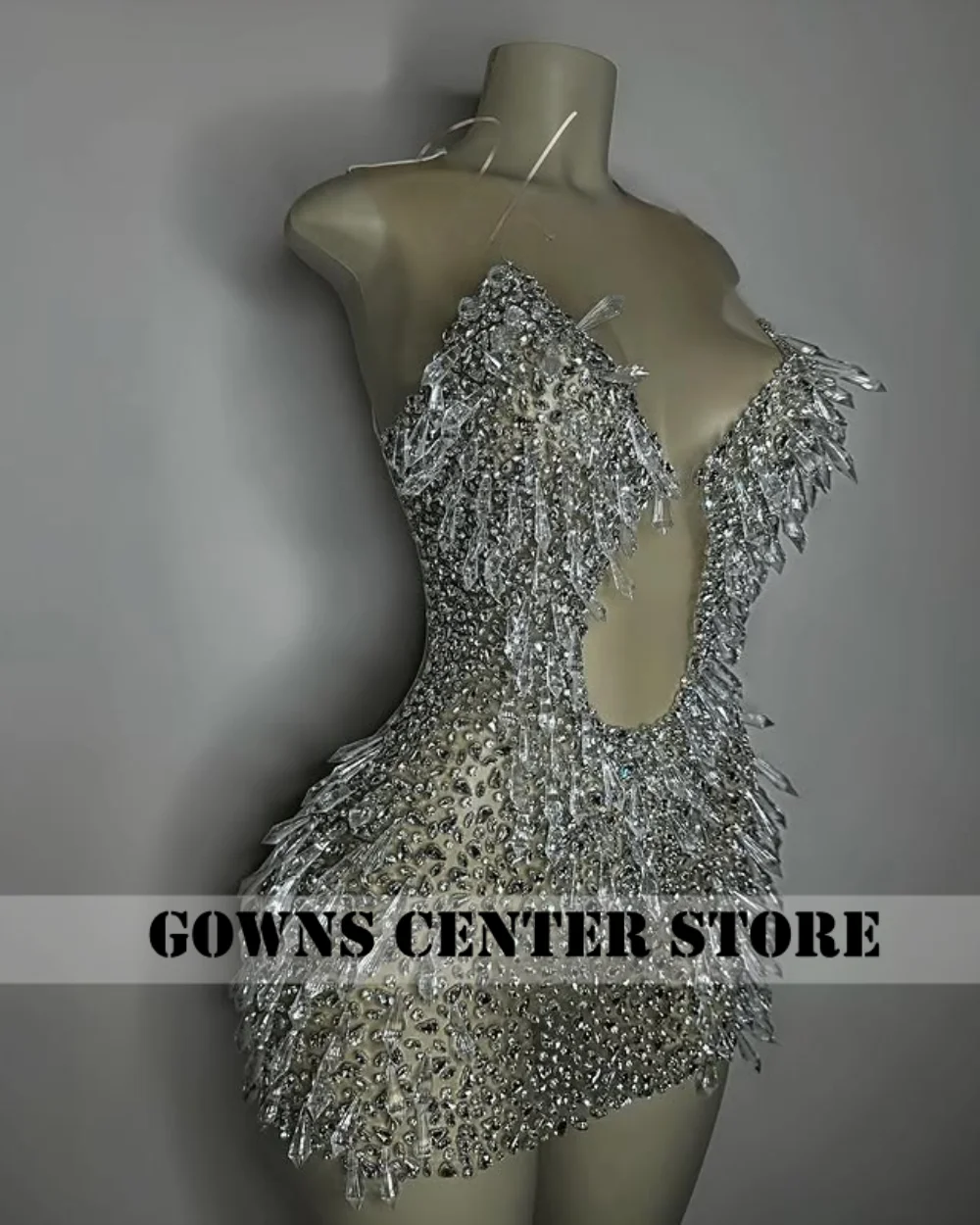 Absorbing SilverCrystal Beading Short Prom Dresses Black Girls 2026 Birthday Luxury Dress Mini Cocktail Gown Customized