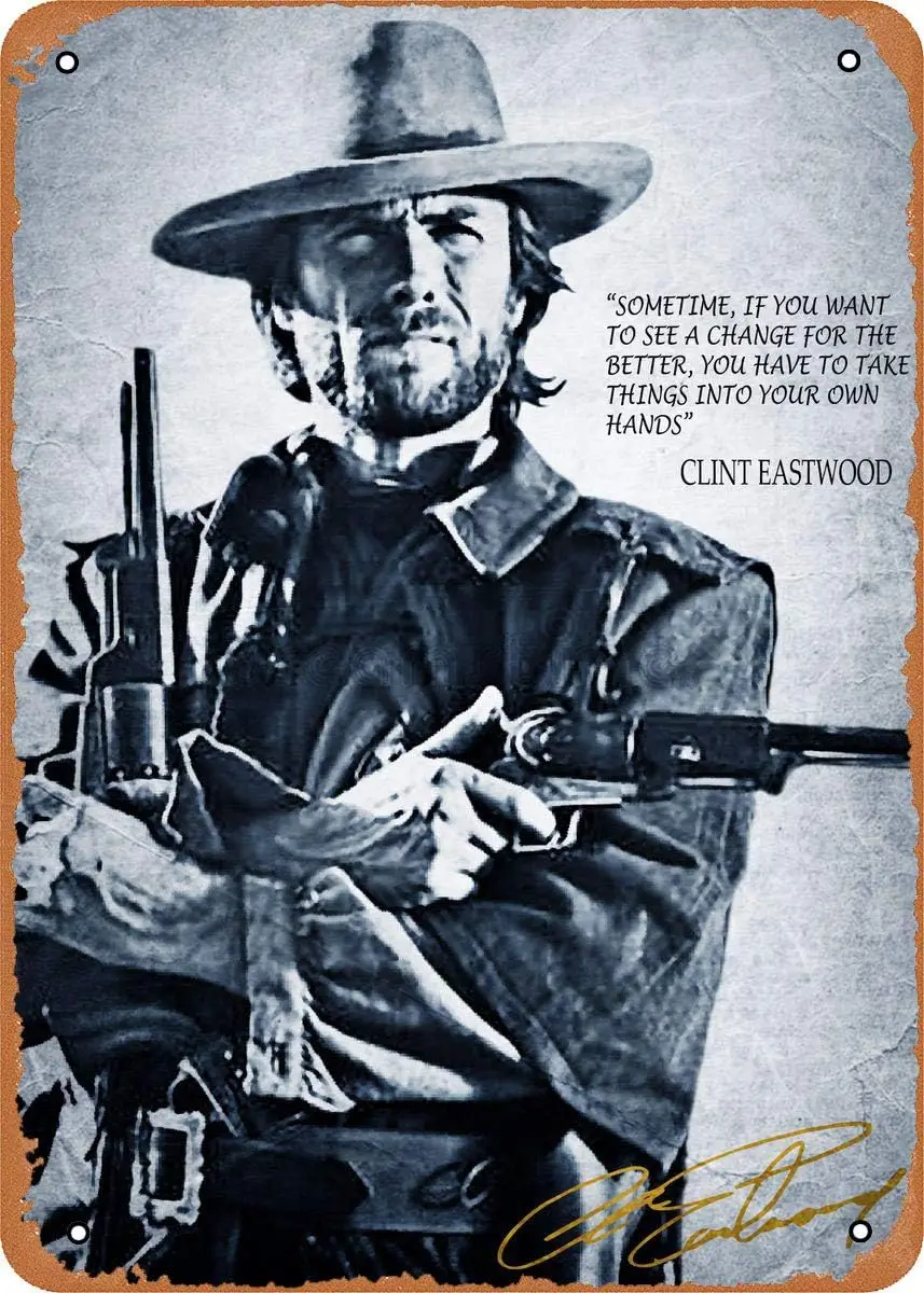1p,UNIDWOD CLINT EASTWOOD Classic Denim  - Vintage metal tin signage for home bar garage decor gifts