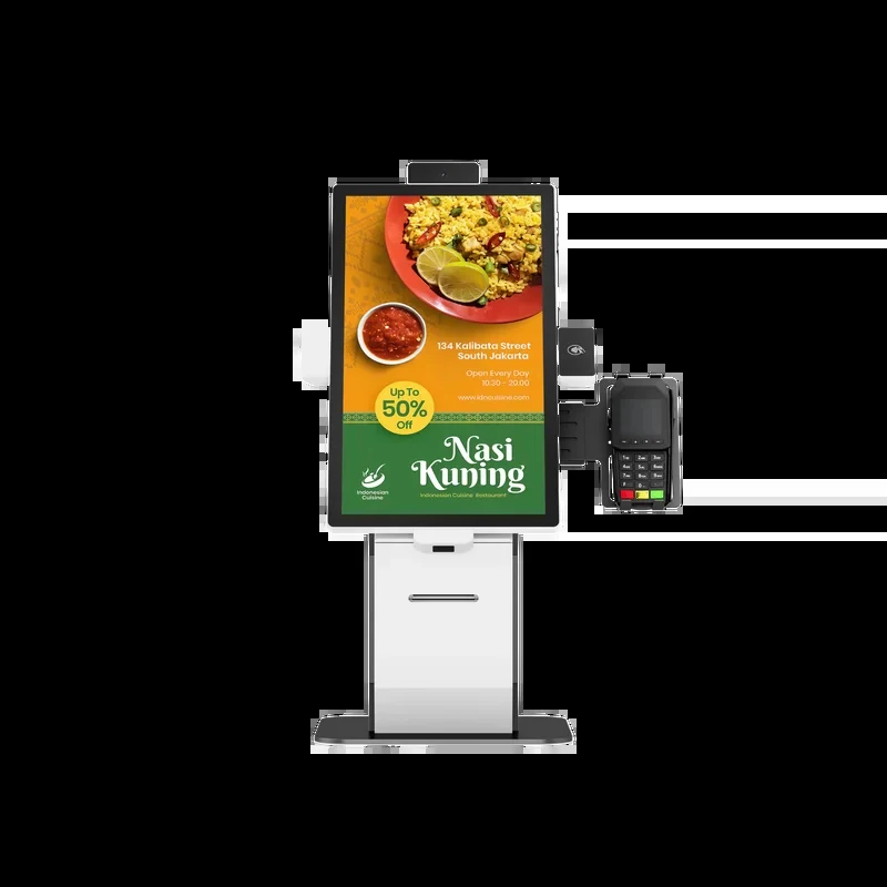 21.5 Inch Indoor Capacitive IP65 Aluminium QR Code Self Check-out POS Payment Kiosk Printer Scanner Supermarket