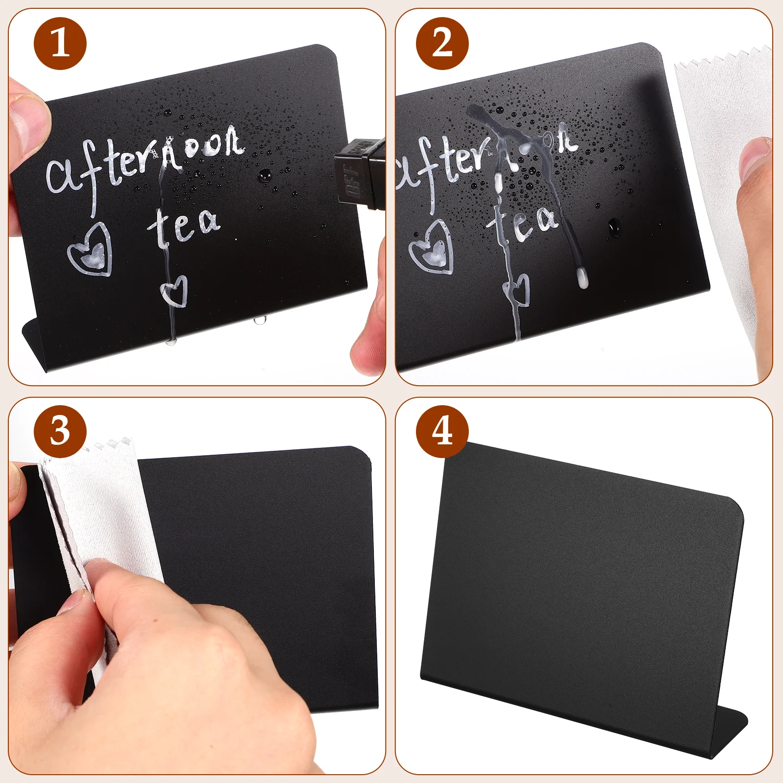 Office Sign Mini Chalkboard Set Table Blank Manual Number Stand Black Erasable with Pen Signs Menu