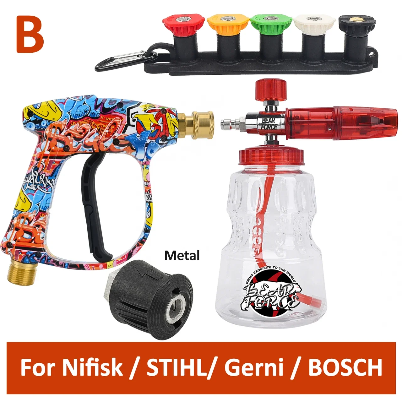 Hogedrukreiniger Waterpistool Kit voor Car Cleaning Slang Connector Voor Karcher Nilfisk Parkside Bosch Quick Connector Nozzles