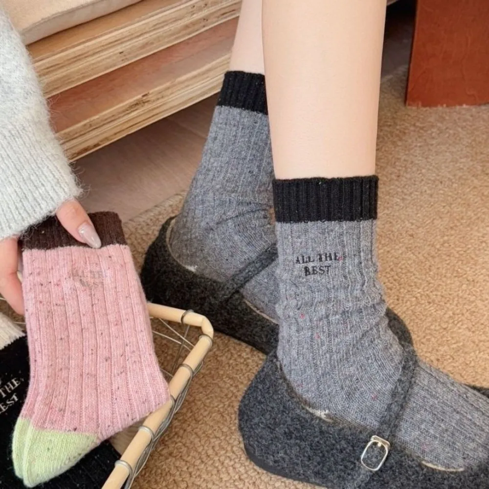 Cute Thick Embroidery Long Socks Soft Breathable Cotton Mid Tube Socks Mixed-color Dot Women Stockings Women