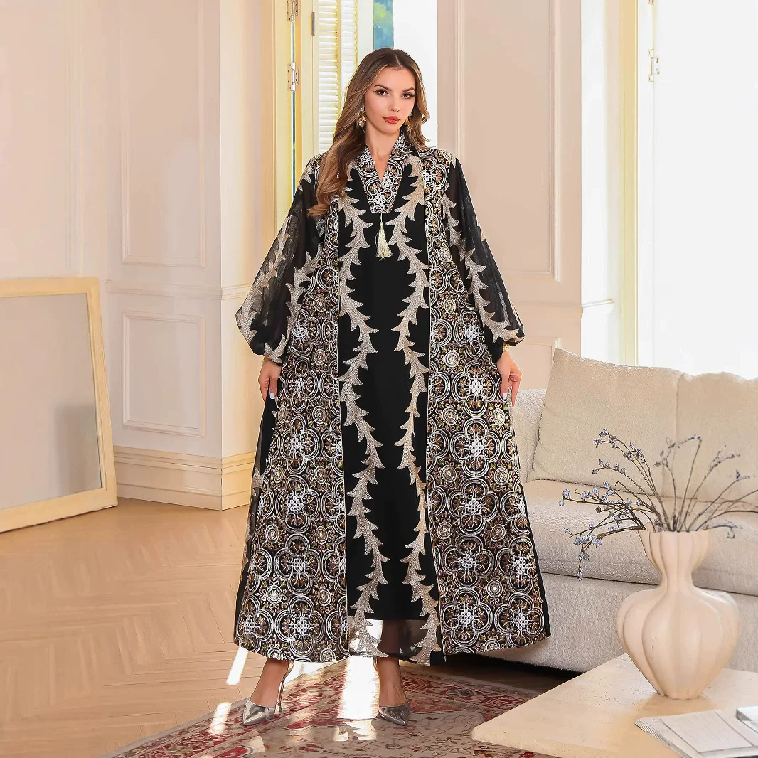 Robe brodée en maille pour femmes musulmanes, vêtements du moyen-orient, Abaya, Festival de dubaï, nouvelle collection