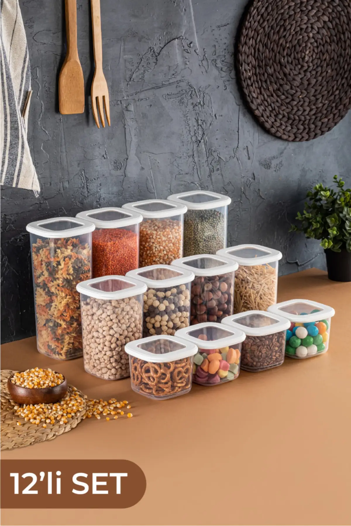 

Food Storage Transparent Box 12*4 Set Stackable Kitchen Sealed Jar Plastic Sealed Cans 0.55 liter 1.2 liter 1.75 liter