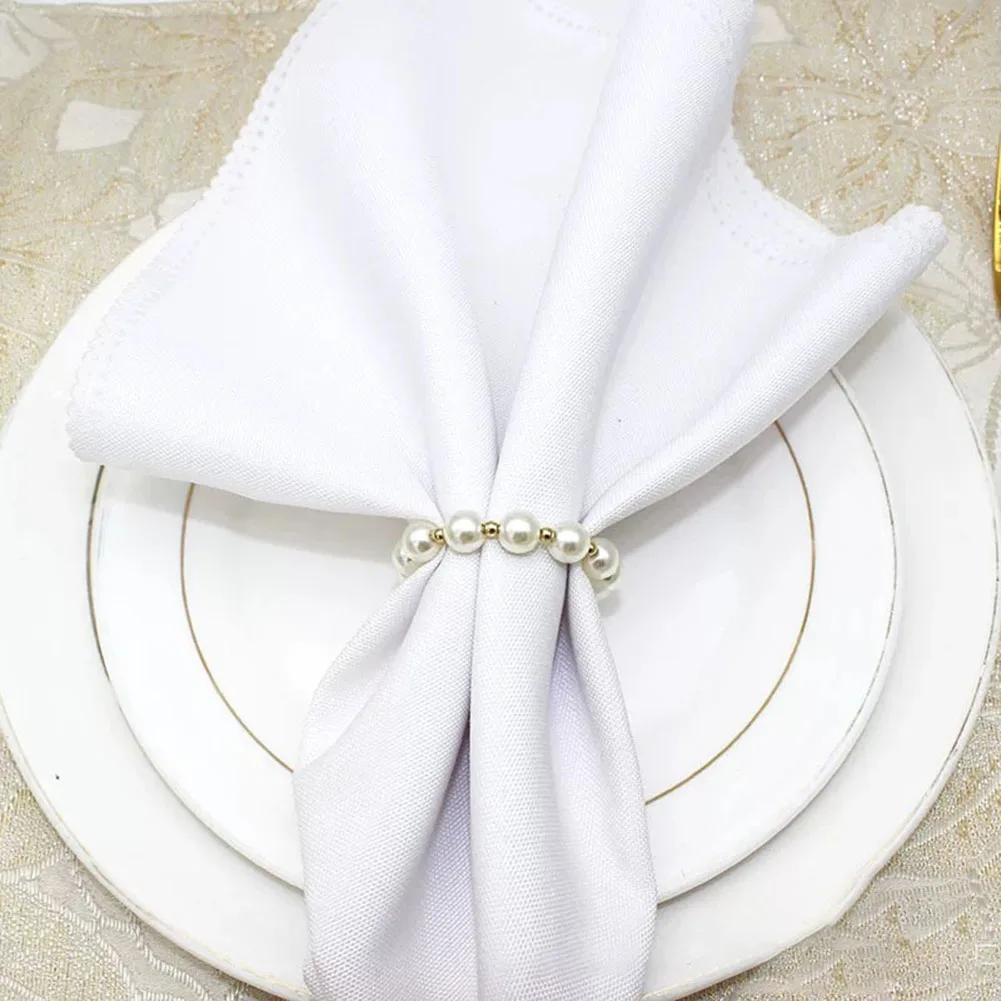 Elegant Napkin Rings Beaded Napkin Rings Home Use Party Supplies Neatly Cut Rhinestone Secure Hold Elastic And Stretchy